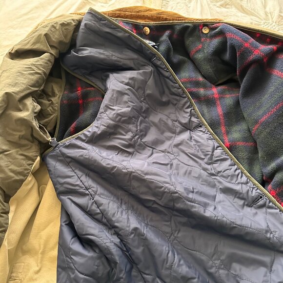 Nautica Mens Detachable Flannel Lining Zip/Snap Up Chore Barn Coat SZ L Tan - Picture 11 of 16